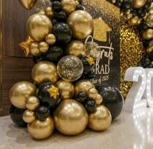 decorations Mocsicka Black and Gold Theme Graduation Backdrop