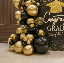decorations Mocsicka Black and Gold Theme Graduation Backdrop