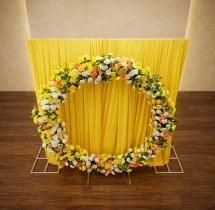 decorations Radiant Yellow Floral Haldi Ring Backdrop
