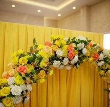 decorations Radiant Yellow Floral Haldi Ring Backdrop