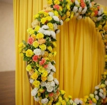 decorations Radiant Yellow Floral Haldi Ring Backdrop