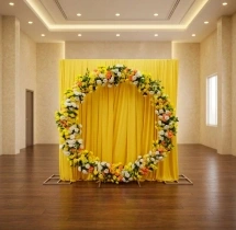 decorations Radiant Yellow Floral Haldi Ring Backdrop