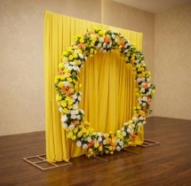 decorations Radiant Yellow Floral Haldi Ring Backdrop