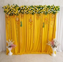 decorations Simple Yellow Floral Curtain Haldi Backdrop