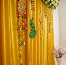 decorations Simple Yellow Floral Curtain Haldi Backdrop