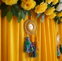 decorations Simple Yellow Floral Curtain Haldi Backdrop