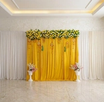 decorations Simple Yellow Floral Curtain Haldi Backdrop