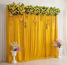 decorations Simple Yellow Floral Curtain Haldi Backdrop