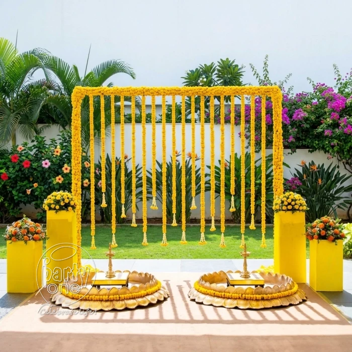 decorations Charming Outdoor Haldi Garland Ceremony Decor