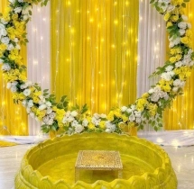 decorations Premium Floral Ring Haldi Backdrop With Lights