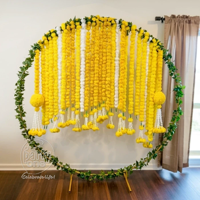 decorations Stunning Floral Hoop Haldi Hanging Decor