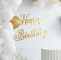 birthday Gold and White Birthday Balloon Decor