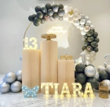 birthday Black and White Birthday Decor with Balloon Pillars