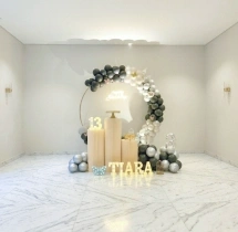 birthday Black and White Birthday Decor with Balloon Pillars