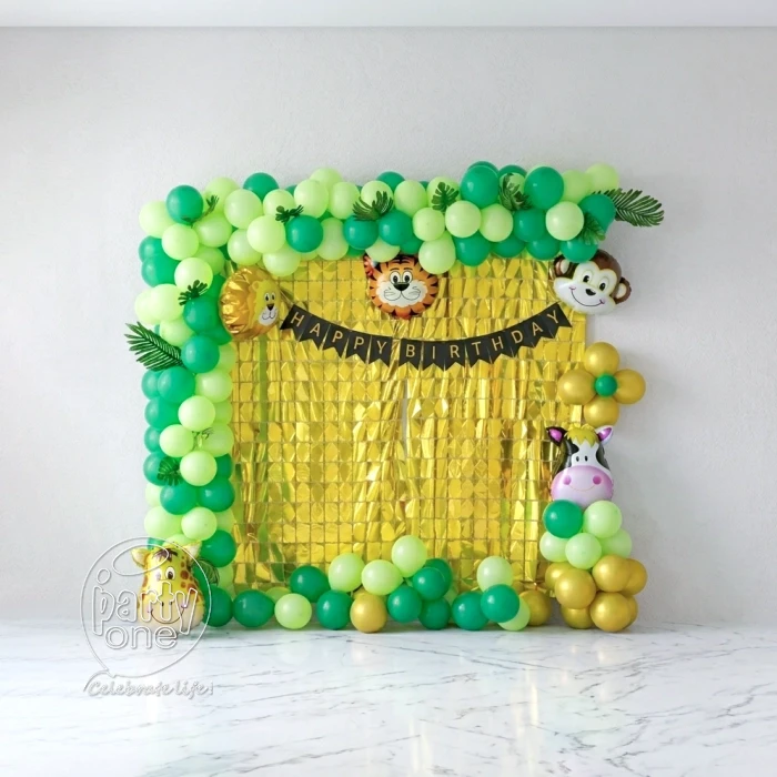 birthday Jungle Adventure Gold Curtain Decor