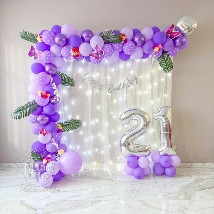 birthday Polka Bluish Purple Birthday Decor