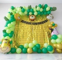 birthday Jungle Adventure Gold Curtain Decor