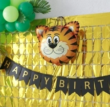 birthday Jungle Adventure Gold Curtain Decor