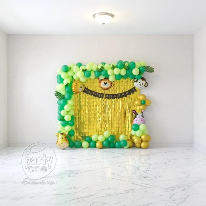 birthday Jungle Adventure Gold Curtain Decor