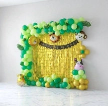 birthday Jungle Adventure Gold Curtain Decor