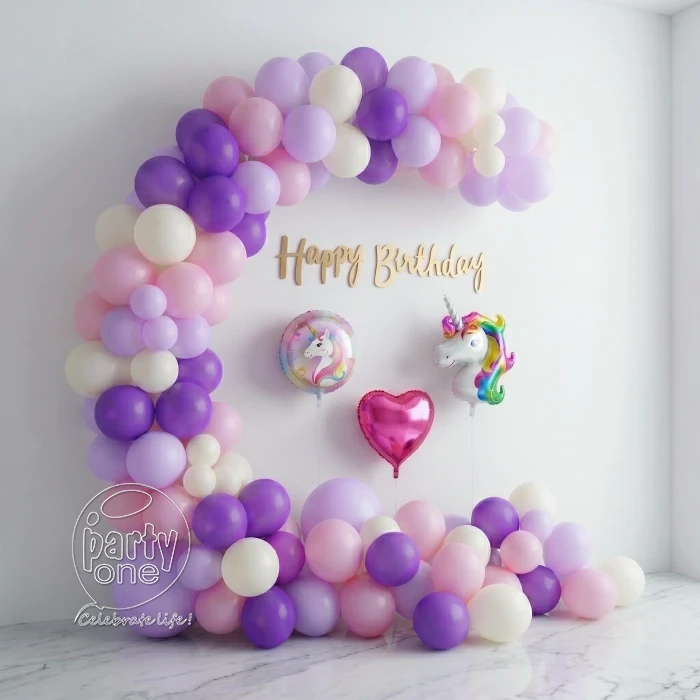 birthday Magical Unicorn Half Arch Balloon Decor