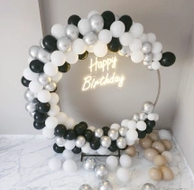 birthday Classic White Silver Black Ring Decoration