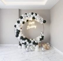 birthday Classic White Silver Black Ring Decoration
