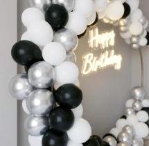 birthday Classic White Silver Black Ring Decoration