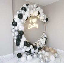birthday Classic White Silver Black Ring Decoration