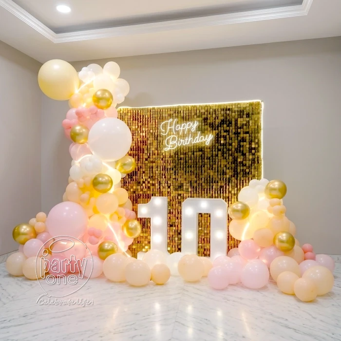 birthday Radiant Glow Gold Sequin Decoration