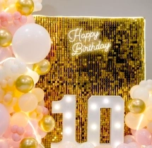 birthday Radiant Glow Gold Sequin Decoration