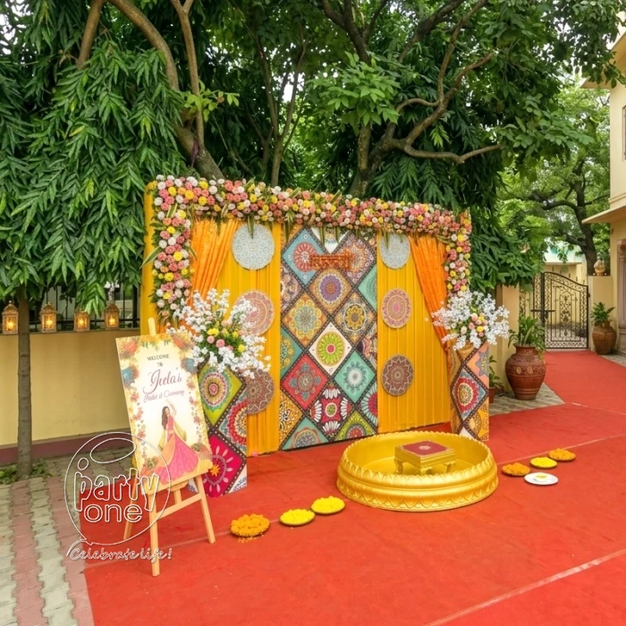 decorations Simple Haldi Ceremony Stage Decoration