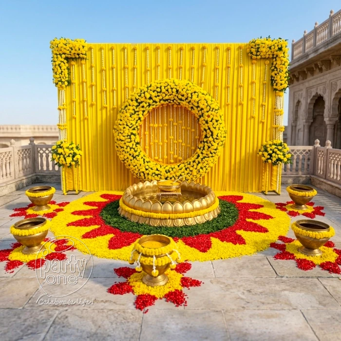 decorations Haldi Floral Background Decoration