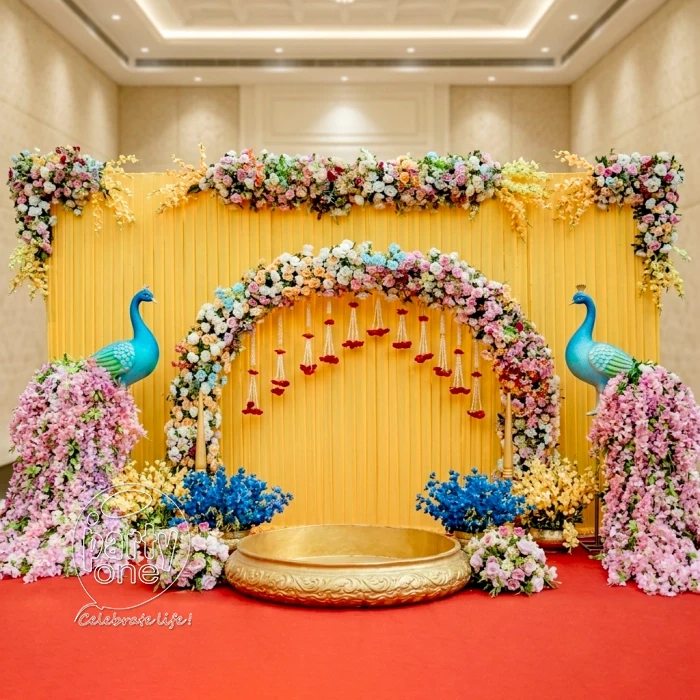 decorations Golden Glow Haldi Backdrop Decoration