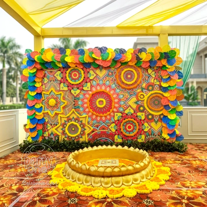 decorations Colourful Haldi Stage Decoration