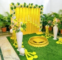 decorations Vibrant Yellow Haldi Stage Decoration