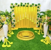 decorations Vibrant Yellow Haldi Stage Decoration