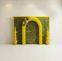 decorations Regal Green & Yellow Haldi Backdrop Decor