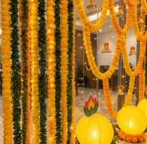festival decorations Artificial Flower and Golden Bell Diwali Decor