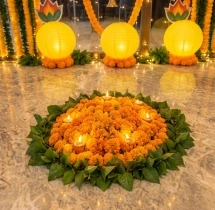 festival decorations Artificial Flower and Golden Bell Diwali Decor