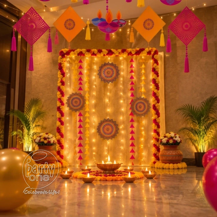 festival decorations Simple Diwali Themed Office Decoration
