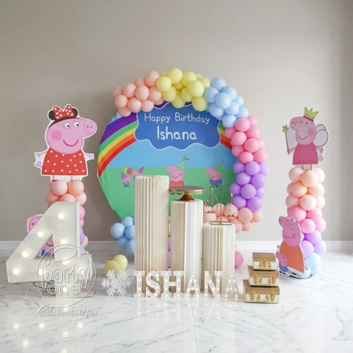 birthday Peppa Pig Theme 4th Birthday Rainbow Decor
