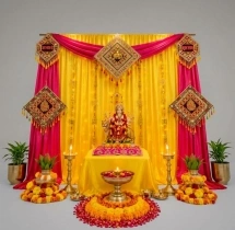 festival decorations Yellow and Red Navratri Puja Decoration