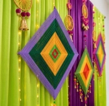 festival decorations Green and Violet Navratri Pooja Decor