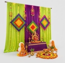 festival decorations Green and Violet Navratri Pooja Decor