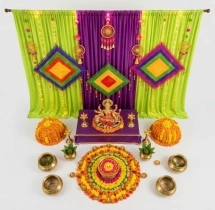 festival decorations Green and Violet Navratri Pooja Decor