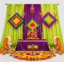 festival decorations Green and Violet Navratri Pooja Decor