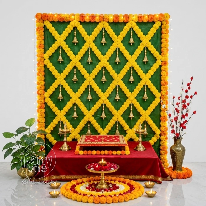 festival decorations Divine Marigold Puja Backdrop Decoration