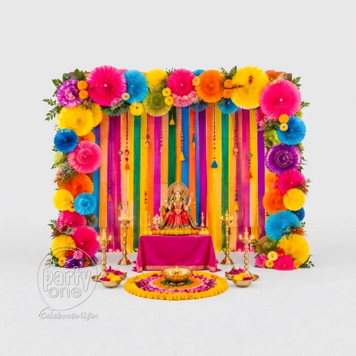 festival decorations Colorful Paper Flower Backdrop Decoration