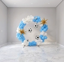 kids theme decorations White Blue Football Birthday Theme Decoration